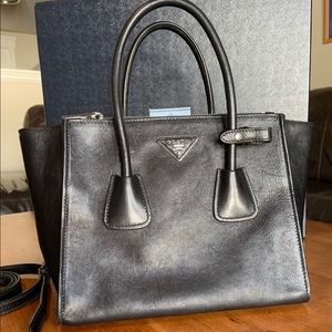 Authentic Prada Glace Calf Twin-Pocket Shopper